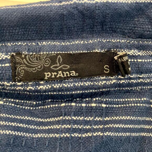 Prana Women's Front Button Dyri Shirt Long Sleeve Blue White Size Small - Picture 6 of 8
